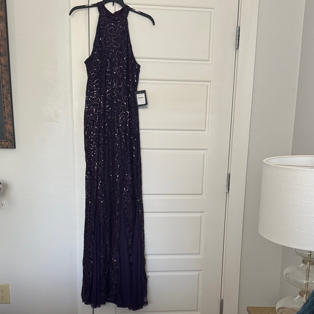 MARINA Purple Sequin Prom Dress